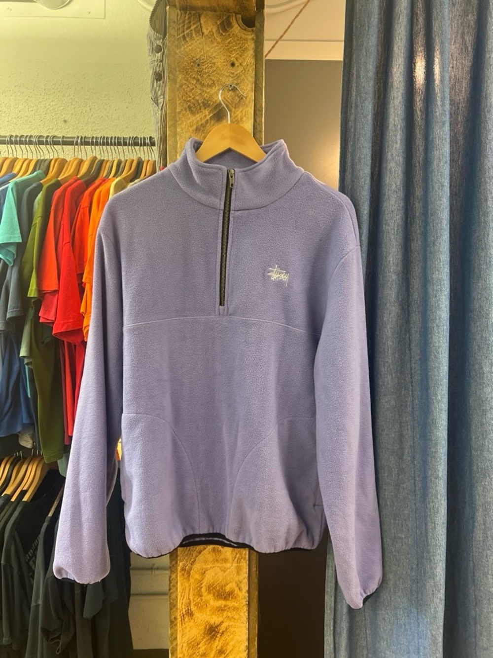 Stussy Purple Fleece Quarter Zip Sweater